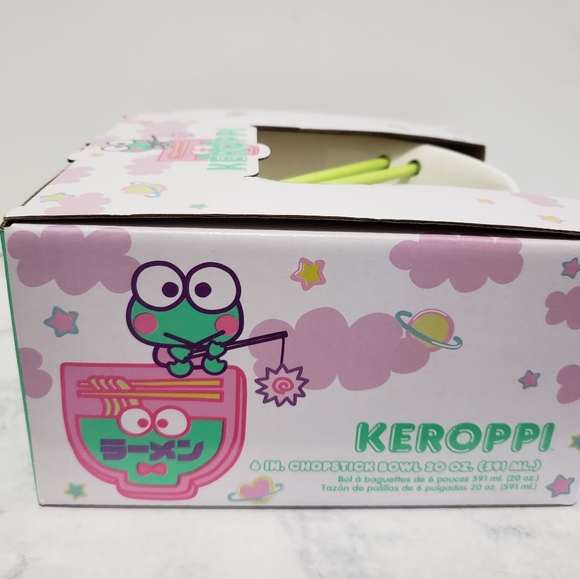NEW Sanrio Keroppi green 6" ceramic bowl with chopstick 20 oz bowl - Picture 2 of 7
